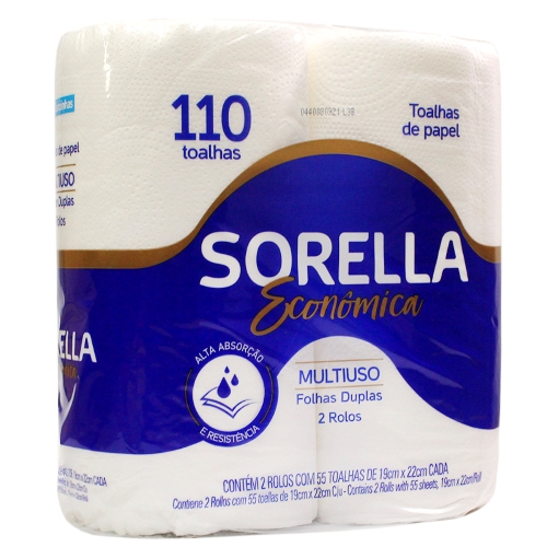 PAPEL TOALHA SORELLA PCT C/2 ROLOS-EMBALAGENS/DESCARTAVEIS