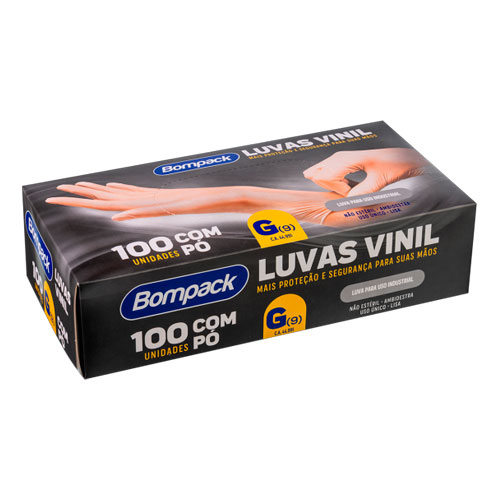 LUVAS DE VINIL C/PO TALGE (G) C /100-LIMPEZA E HIGIENE