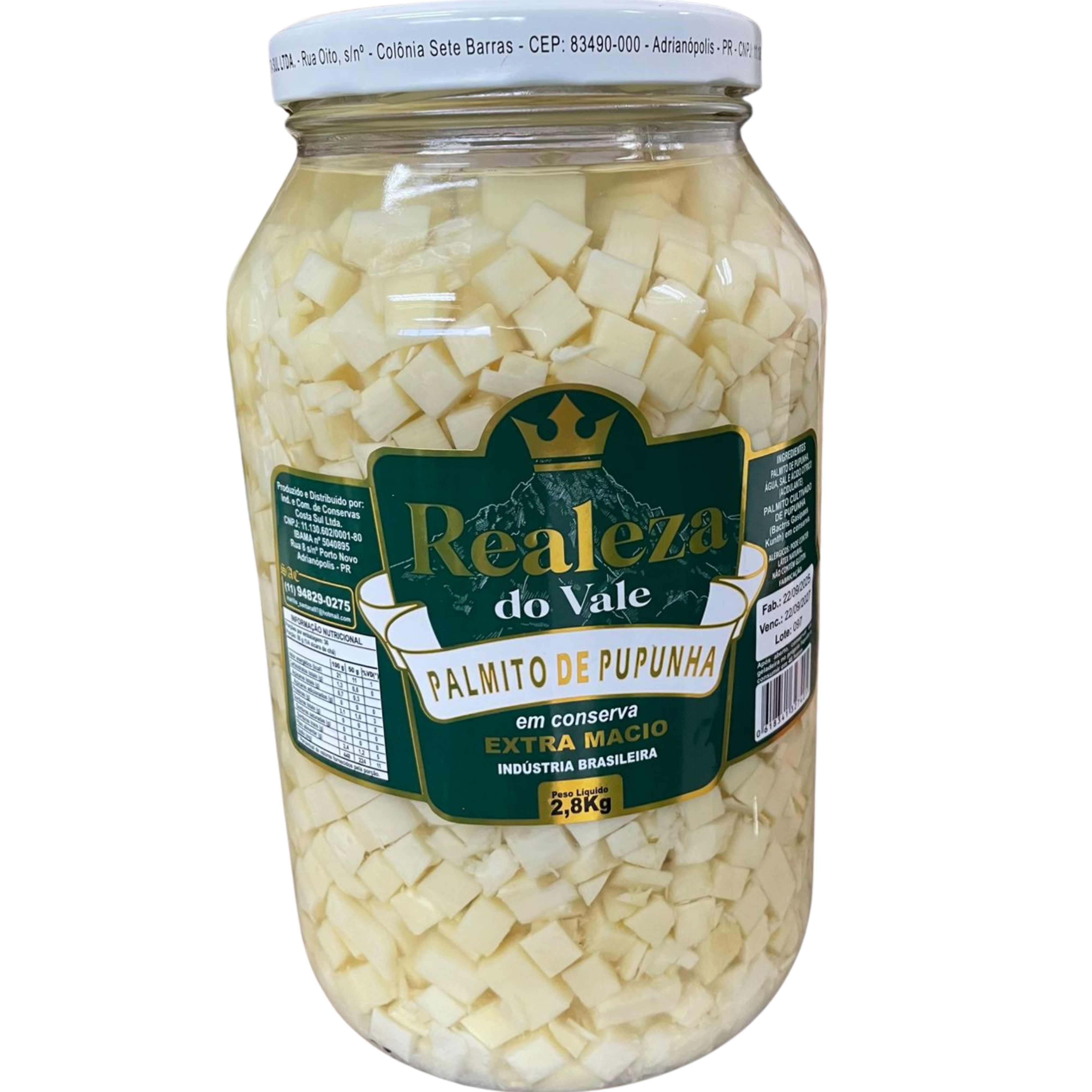 PALMITO DE PUPUNHA PICADO REALEZA 1,8KG MERCEARIA EM GERAL