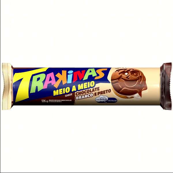 BISCOITO TRAKINAS RECHEADO CHOC BRANCO/PRETO 126G MERCEARIA EM GERAL