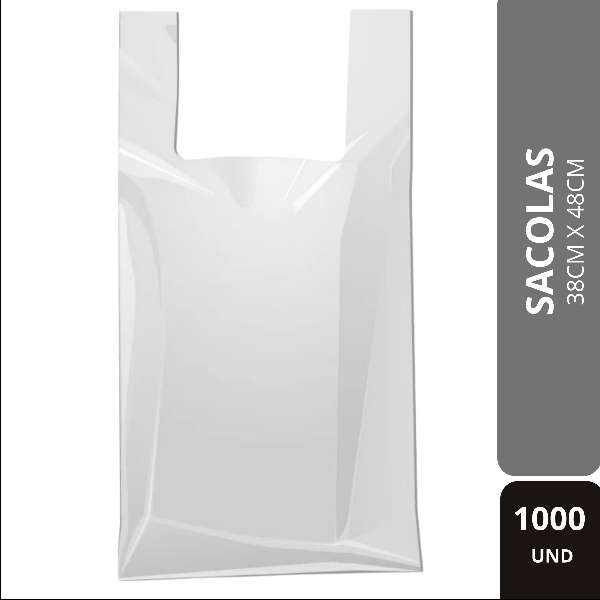 SACOLA 38X48 PCT C/1000UN BRANCA (REFORCADA)-EMBALAGENS/DESCARTAVEIS