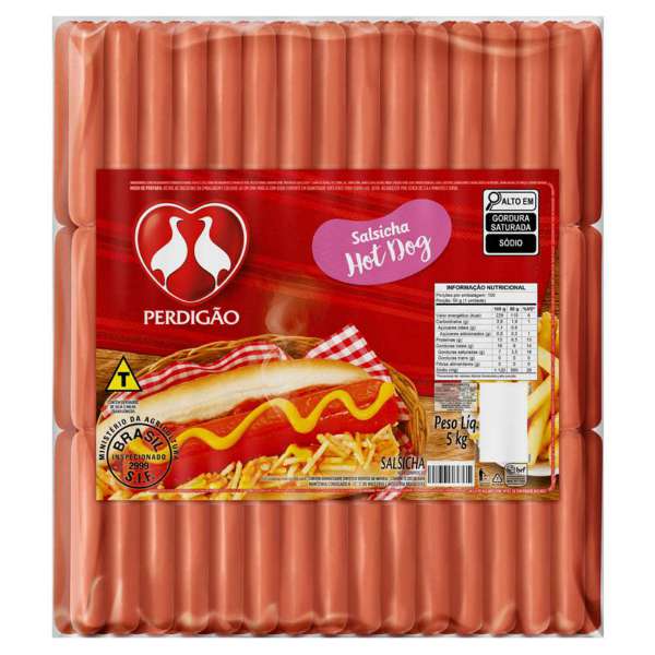 SALSICHA HOT DOG PERDIGAO PCT 5KG-CONGELADOS
