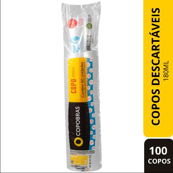 180ML COPO DESCARTAVEL COPOBRAS PCT C/100 EMBALAGENS/DESCARTAVEIS