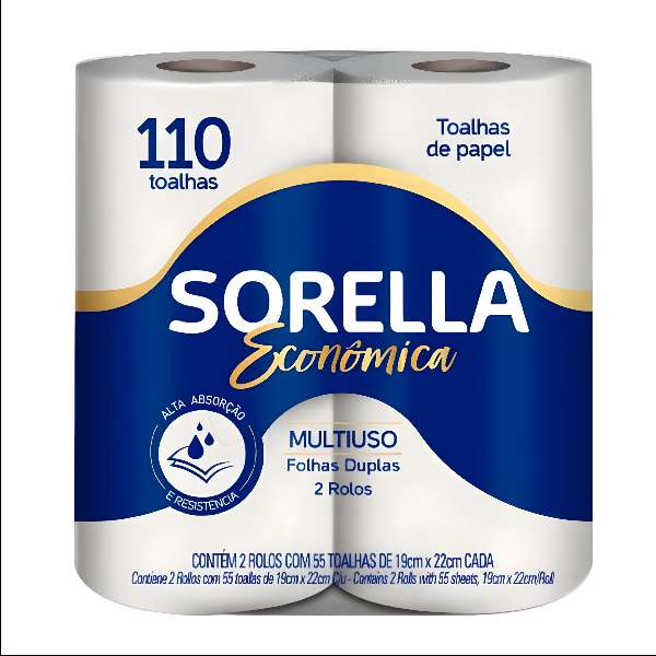 PAPEL TOALHA SORELLA PCT C/2 ROLOS EMBALAGENS/DESCARTAVEIS