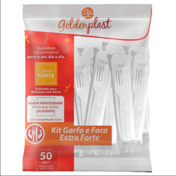 KIT GARFO/FACA GOLDENPLAST C/ 50UN EMBALAGENS/DESCARTAVEIS