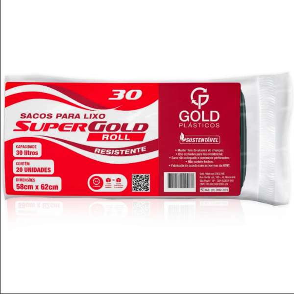 SACO DE LIXO GOLD EM ROLO 30L EMBALAGENS/DESCARTAVEIS