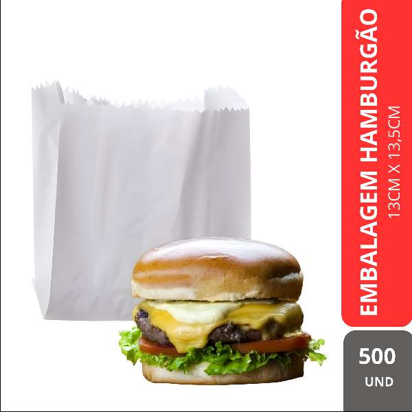 EMBALAGEM HAMBURGAO C/ 500UN EMBALAGENS/DESCARTAVEIS