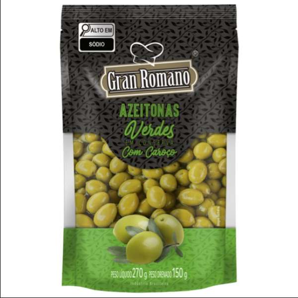 AZEITONA VERDE C/CAROCO GRAN ROMANO SACHE 150G MERCEARIA EM GERAL