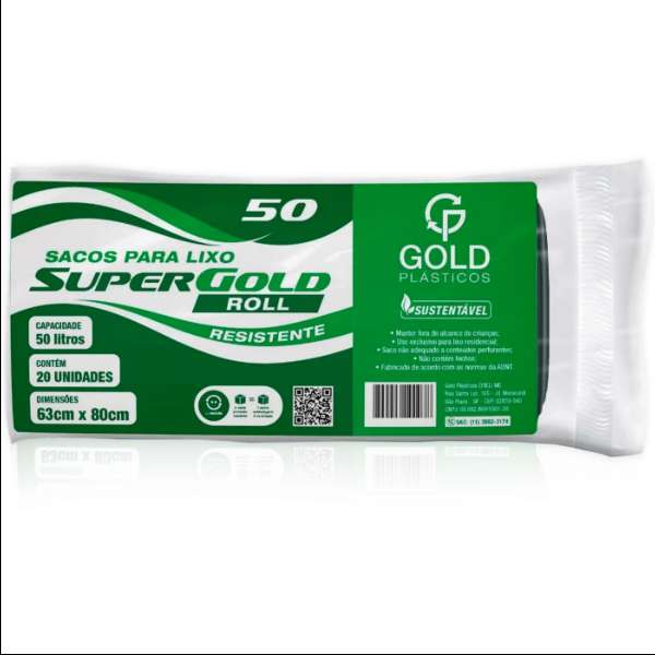 SACO DE LIXO GOLD EM ROLO 50L EMBALAGENS/DESCARTAVEIS